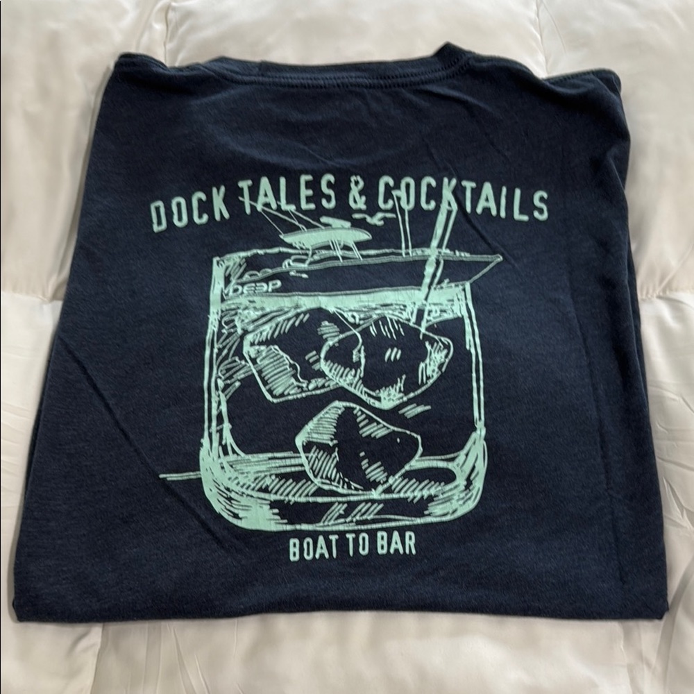 Docktails to Cocktails Blue Graphic Tee - Boat to Bar